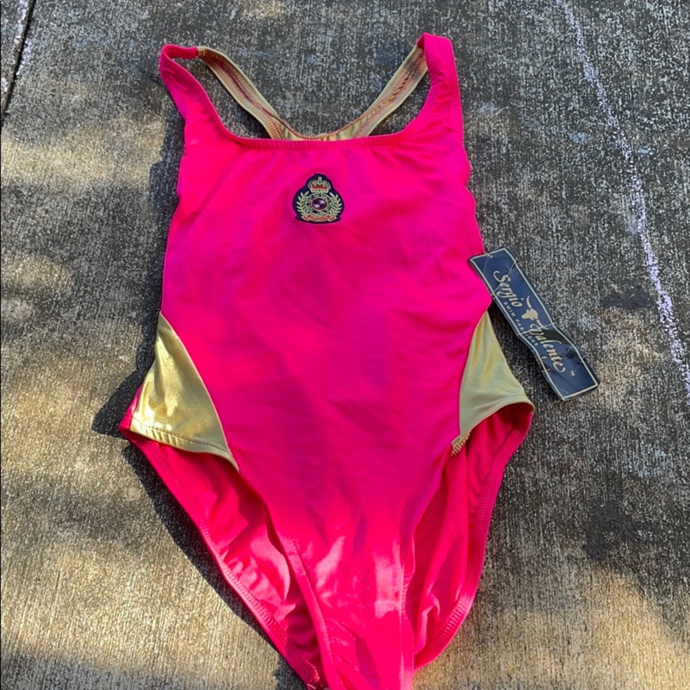 NWT vintage deadstock Sergio Valente pink one piece swimsuit